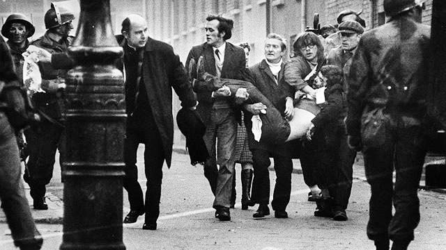 Jack Duffy is carried after being the first shot dead on Bloody Sunday